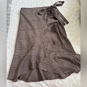 Plaid Brown Wrap Skirt